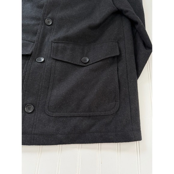 Banana Republic Men's Black Wool Blend Coat M Peacoat Quilted Lining - Picture 3 of 10